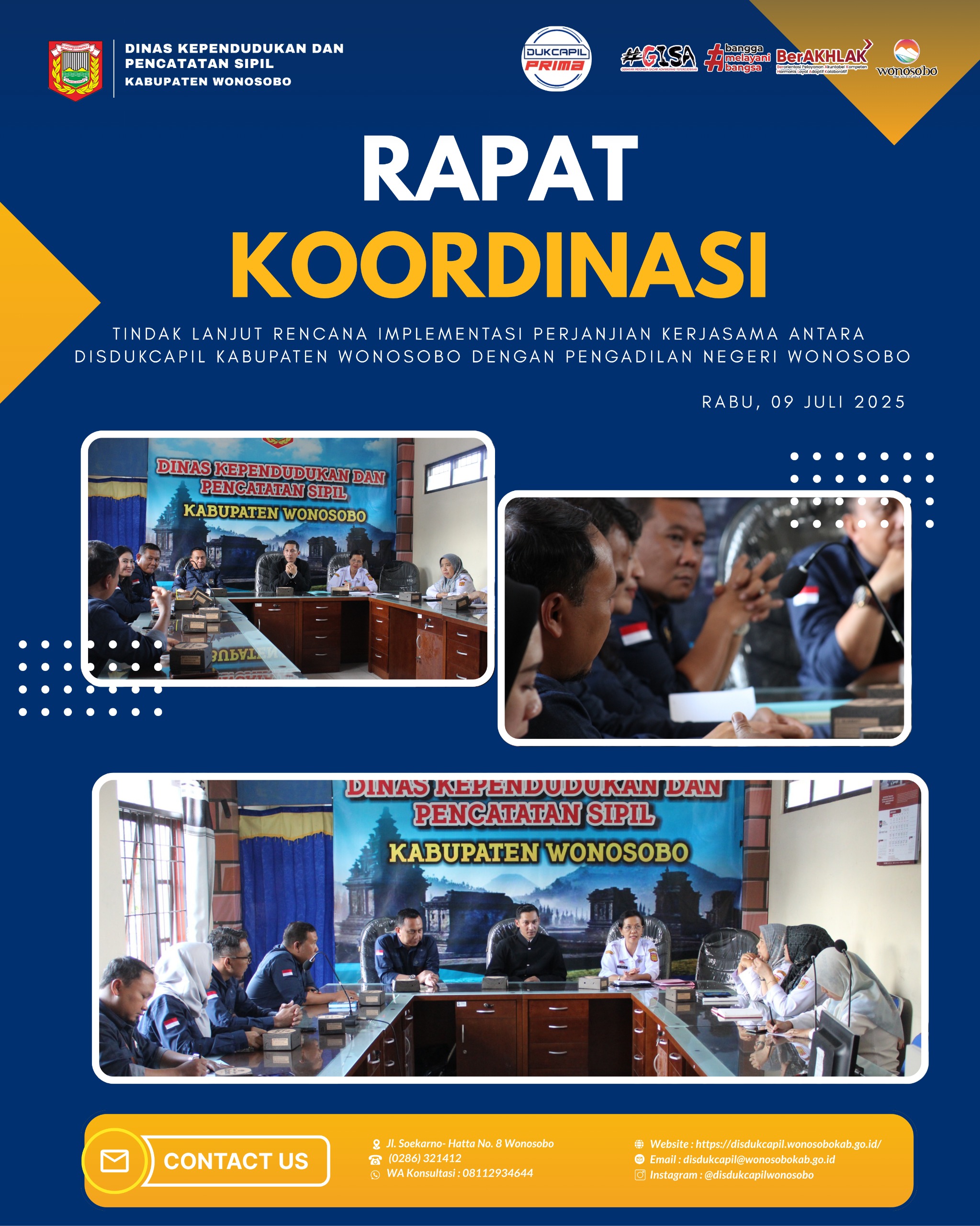 Disdukcapil Wonosobo Gelar Rapat Koordinasi Bersama Pengadilan Negeri Wonosobo