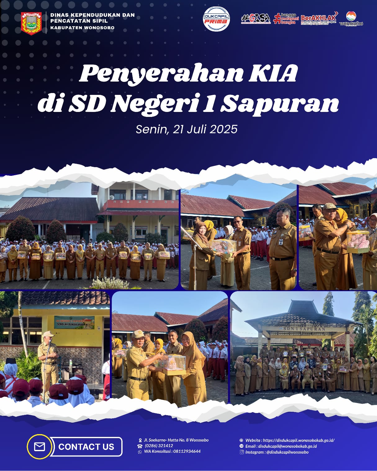 Penyerahan KIA di SD Negeri 1 Sapuran
