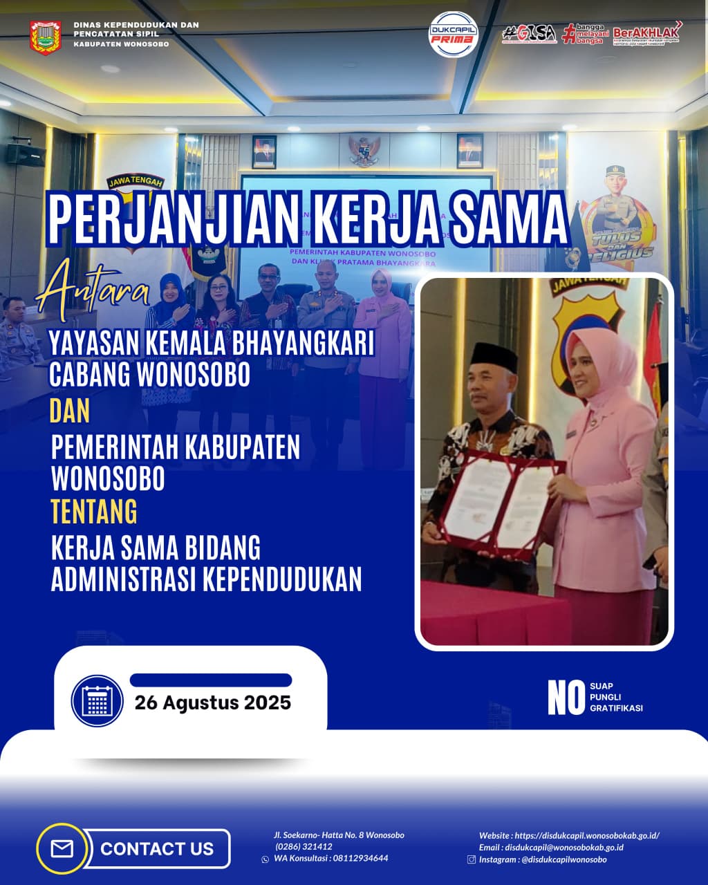 Perkuat Pelayanan Publik, Yayasan Kemala Bhayangkari dan Pemerintah Kabupaten Wonosobo Sepakat Jalin Kerja Sama