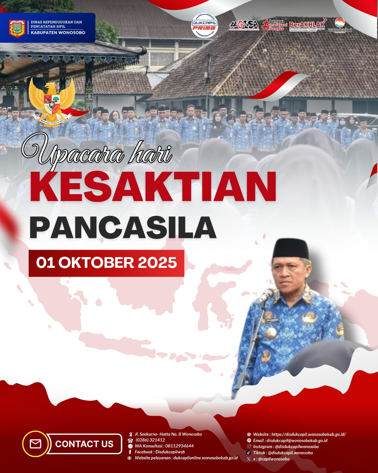 Disdukcapil Wonosobo Kuatkan Komitmen Jaga Nilai Pancasila dalam Upacara Hari Kesaktian Pancasila 2025