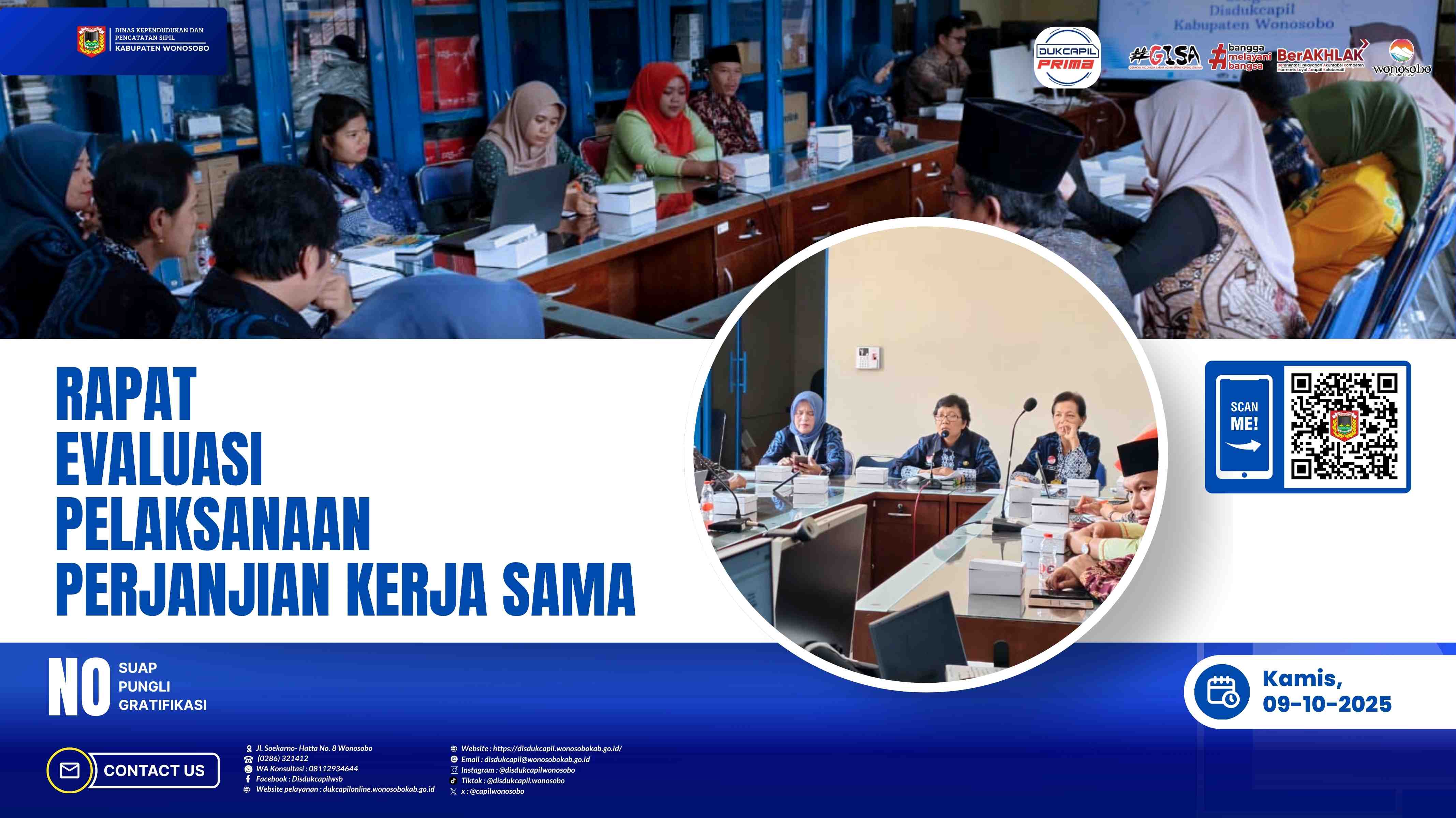 Menuju Pelayanan Prima, Disdukcapil Wonosobo Lakukan Evaluasi Kerja Sama Bersama Mitra