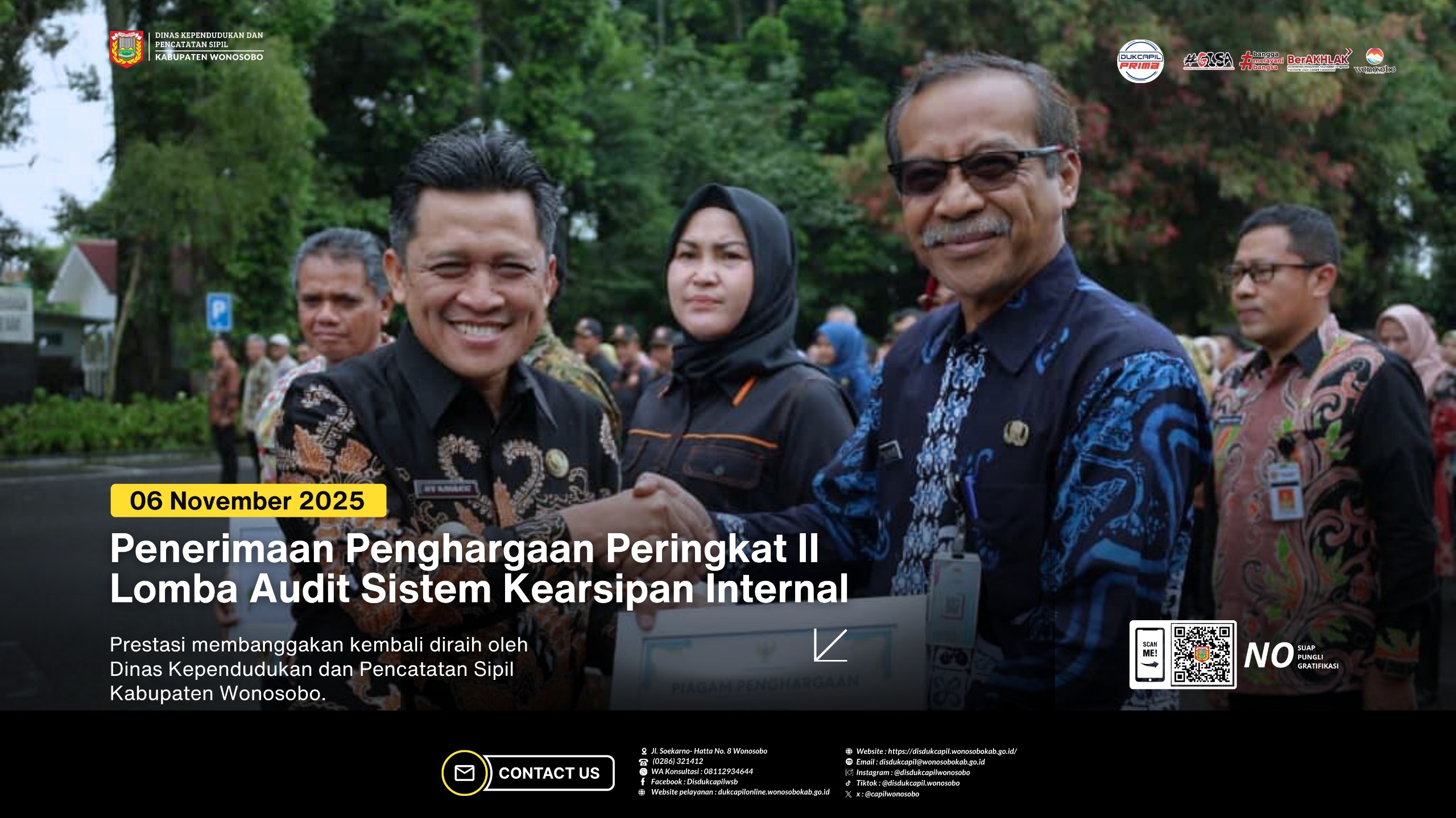 Disdukcapil Wonosobo Raih Peringkat 2 Lomba Audit Sistem Kearsipan Internal