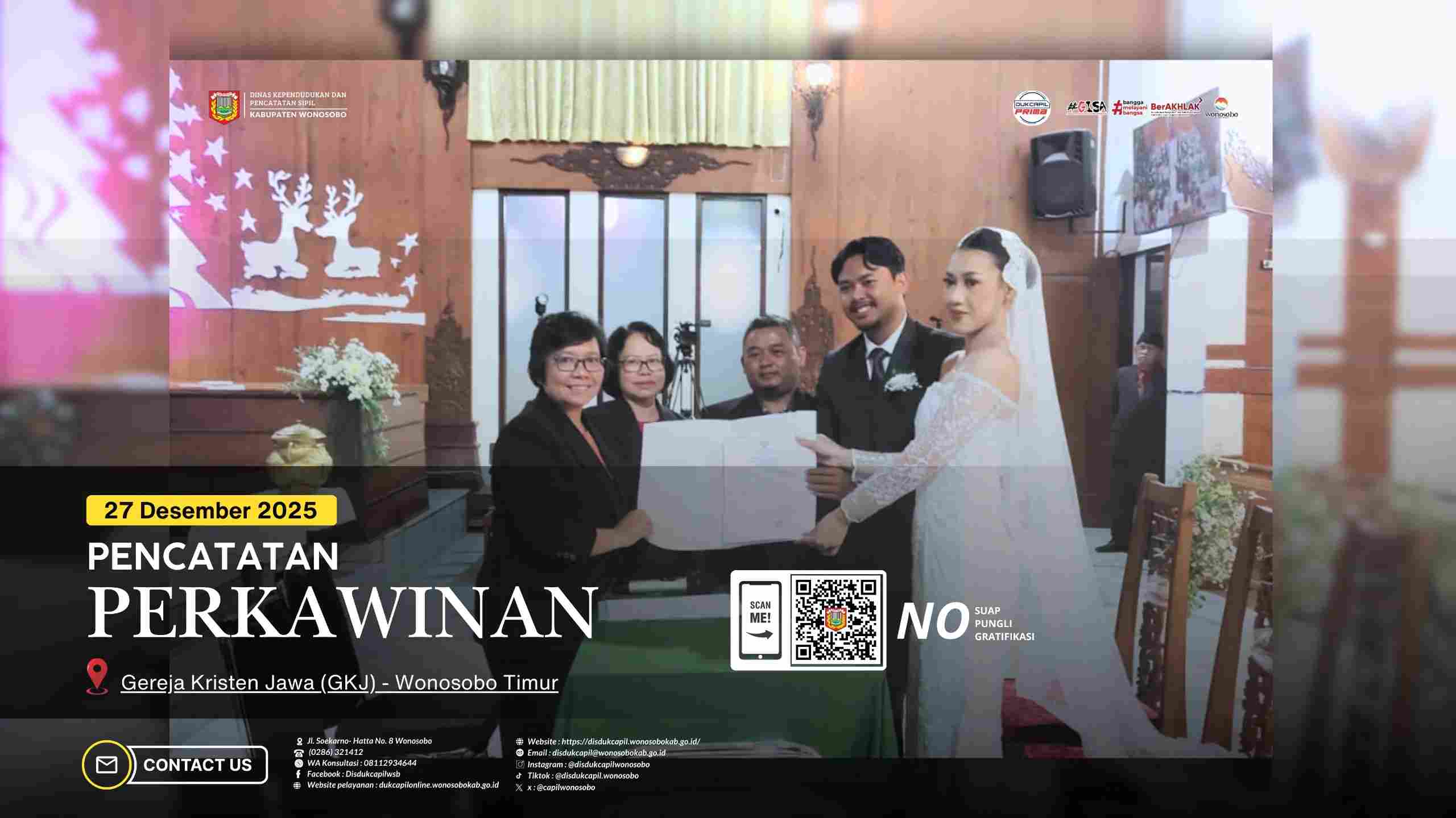 Disdukcapil Wonosobo Laksanakan Pencatatan Perkawinan di Dua Lokasi Berbeda