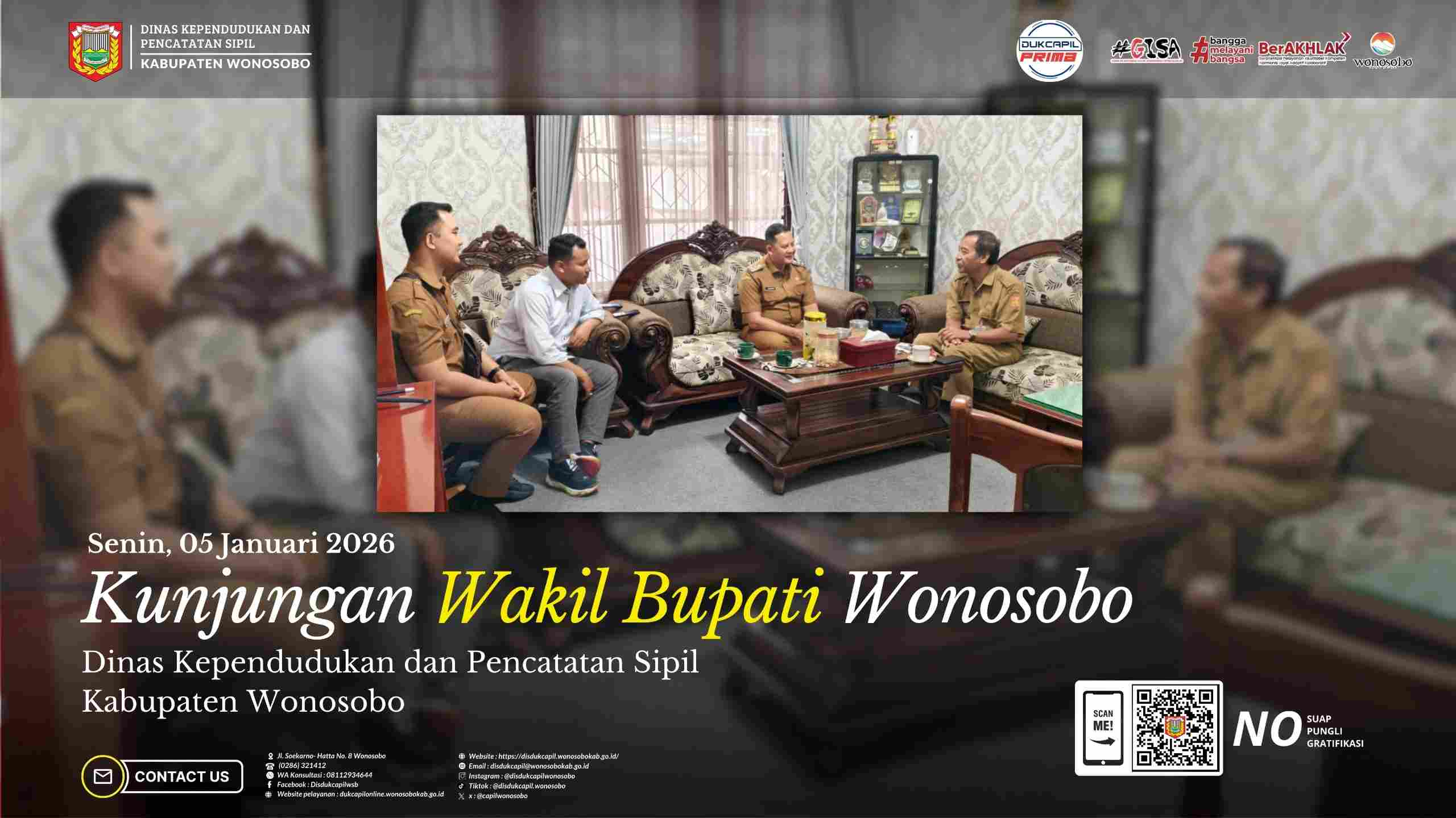 Wakil Bupati Wonosobo Lakukan Monitoring dan Evaluasi Pelayanan Disdukcapil Awal Tahun 2026