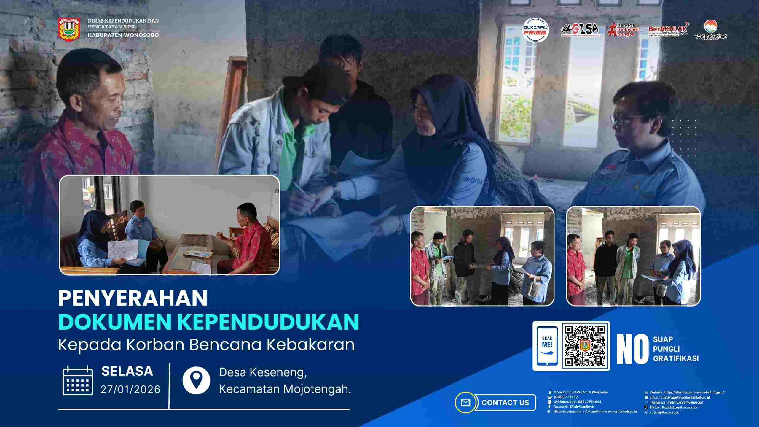 Disdukcapil Wonosobo Serahkan Dokumen Kependudukan kepada Warga Terdampak Kebakaran