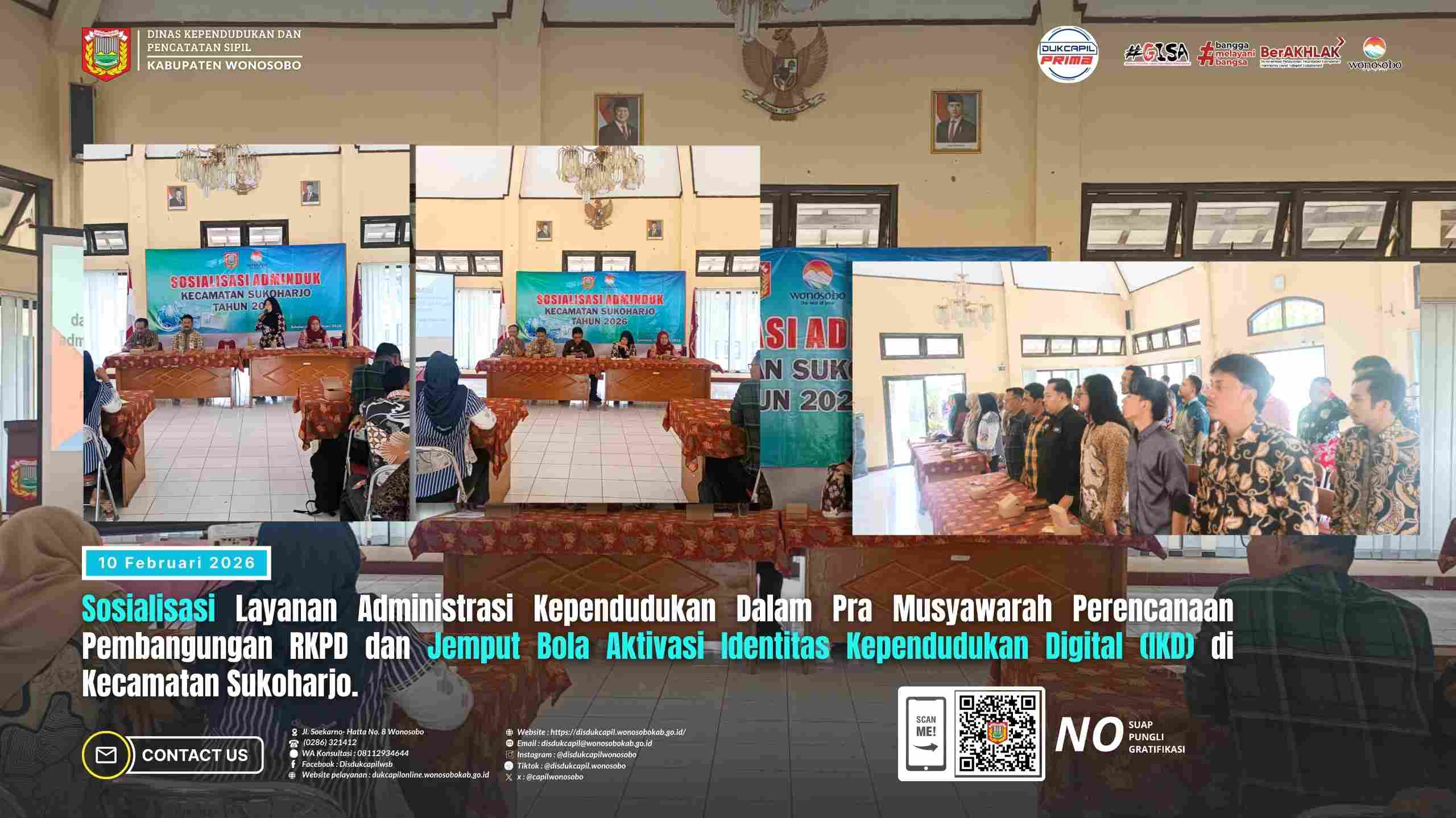 Disdukcapil Wonosobo Lanjutkan Sosialisasi Layanan Adminduk dan Jemput Bola Aktivasi IKD di Kecamatan Sukoharjo