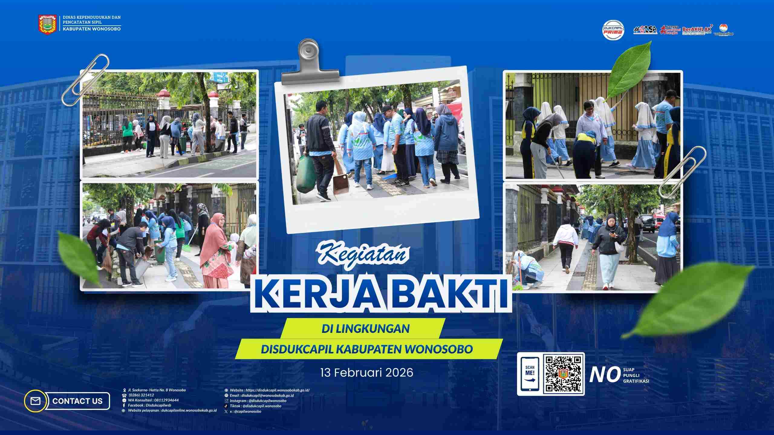 Jumat Bersih, Disdukcapil Wonosobo Wujudkan Lingkungan Kerja yang Bersih dan Asri