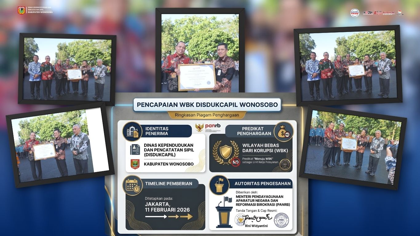 Bupati Wonosobo Apresiasi DPMPTSP dan Disdukcapil Raih Predikat WBK 2025 dan MPP Prima