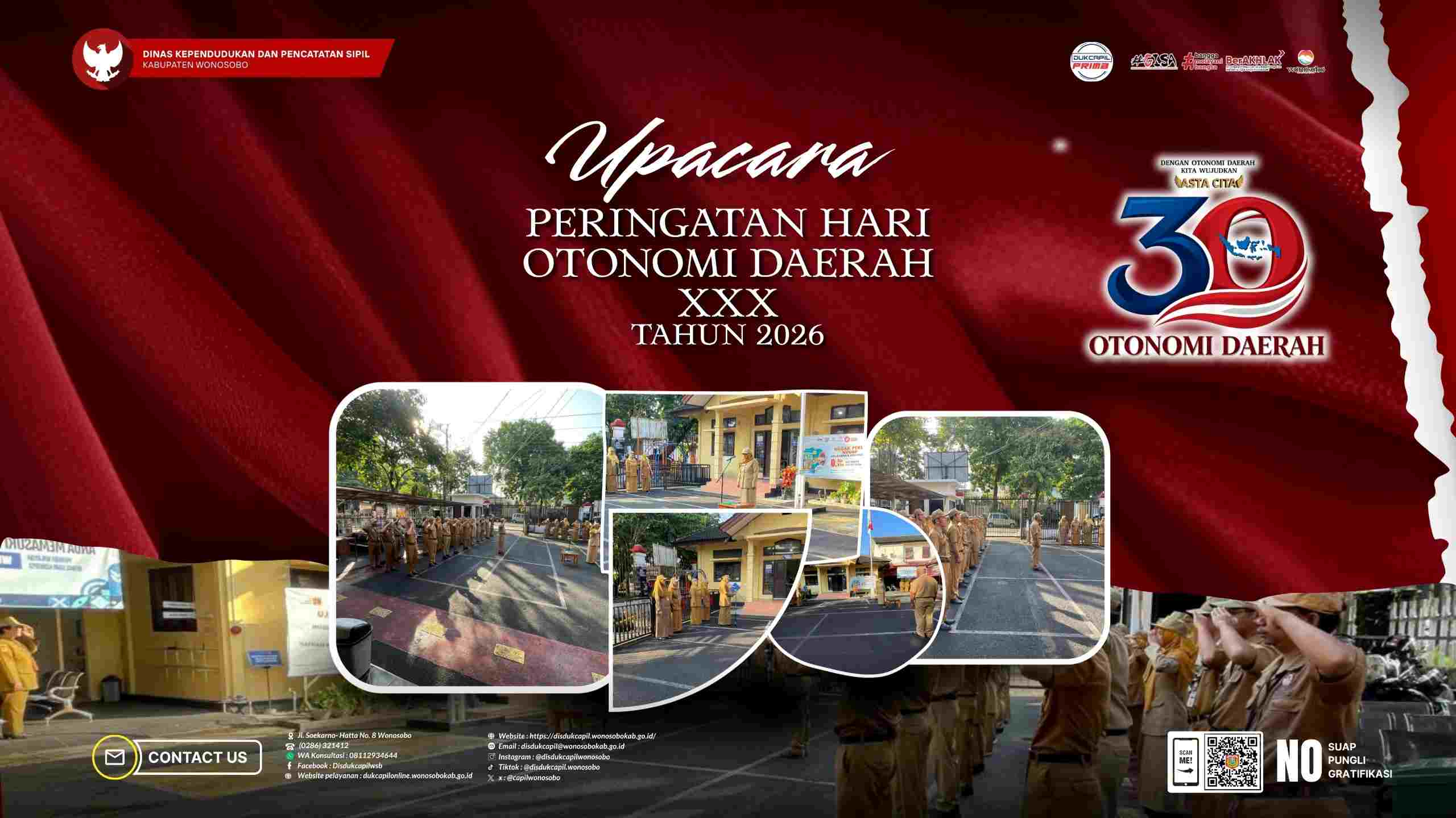 Disdukcapil Wonosobo Gelar Upacara Peringatan Hari Otonomi Daerah XXX Tahun 2026