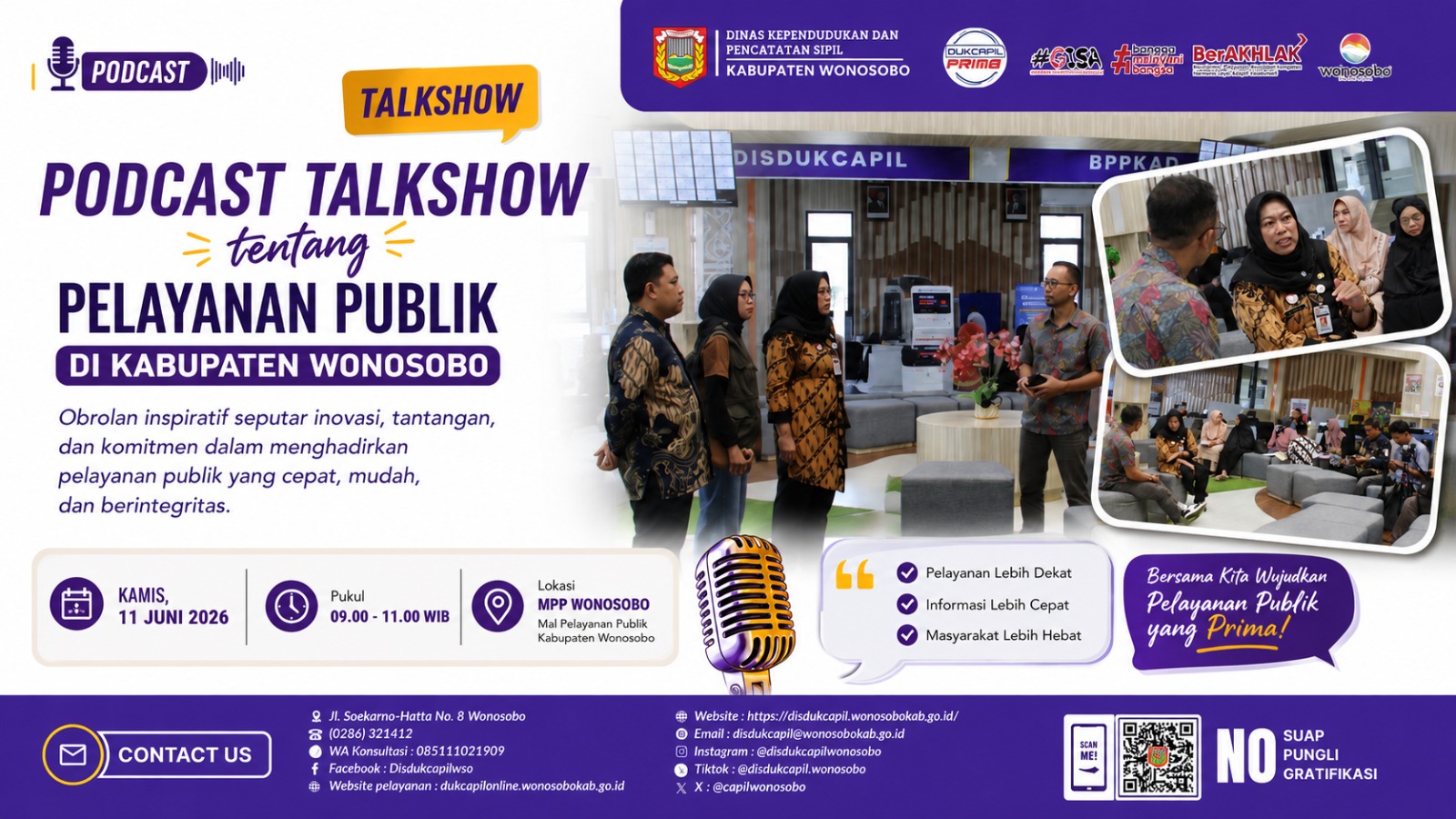 Disdukcapil Wonosobo Hadir dalam Podcast Talkshow, Sampaikan Komitmen Pelayanan Publik yang Cepat dan Mudah