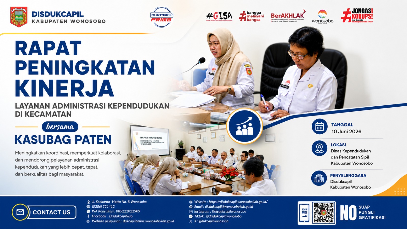 Perkuat Sinergi, Disdukcapil Wonosobo Gelar Rapat Peningkatan Kinerja Layanan Adminduk Bersama Kasubag PATEN