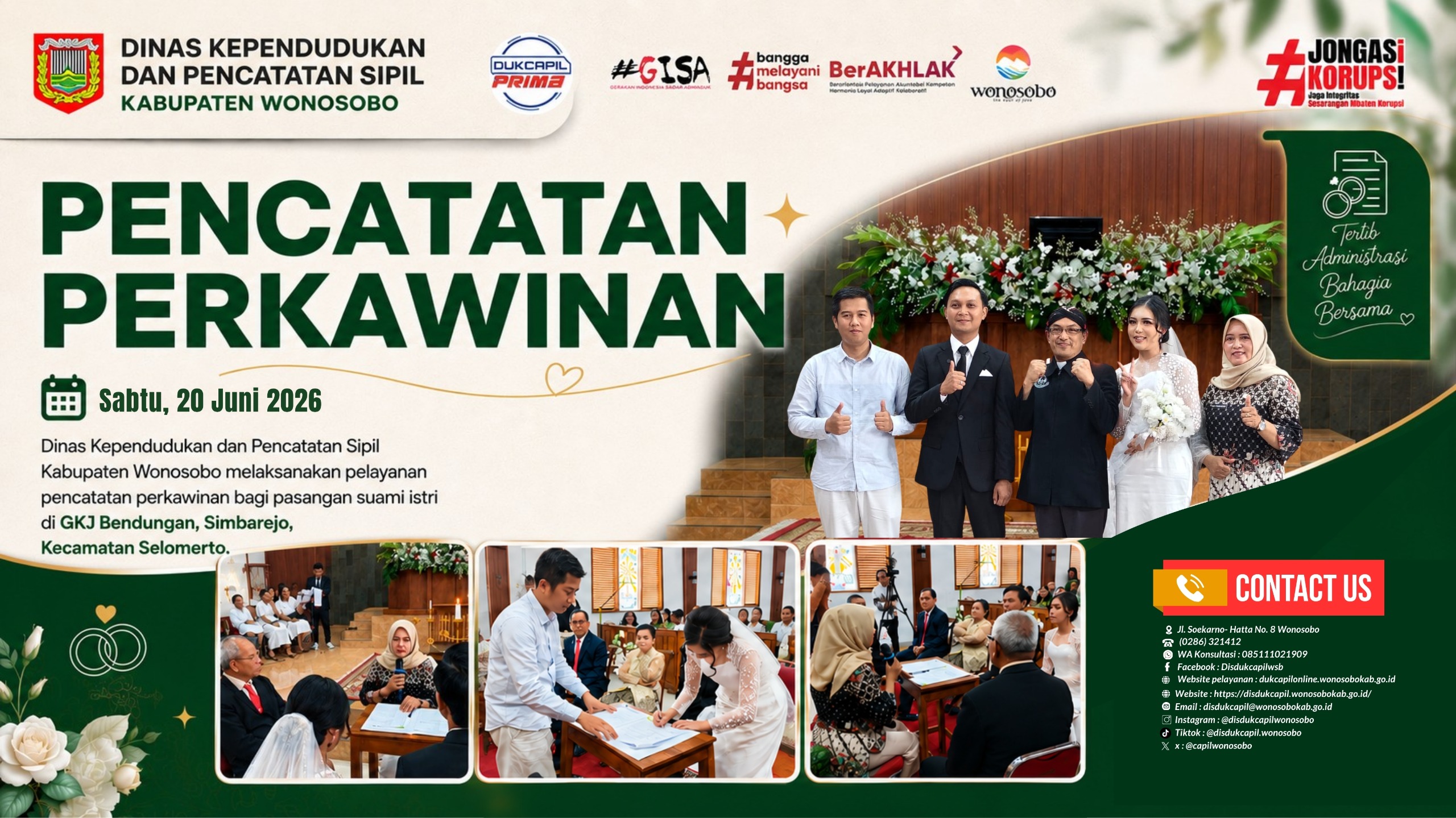Disdukcapil Kabupaten Wonosobo Laksanakan Pelayanan Pencatatan Perkawinan di GKJ Bendungan Selomerto