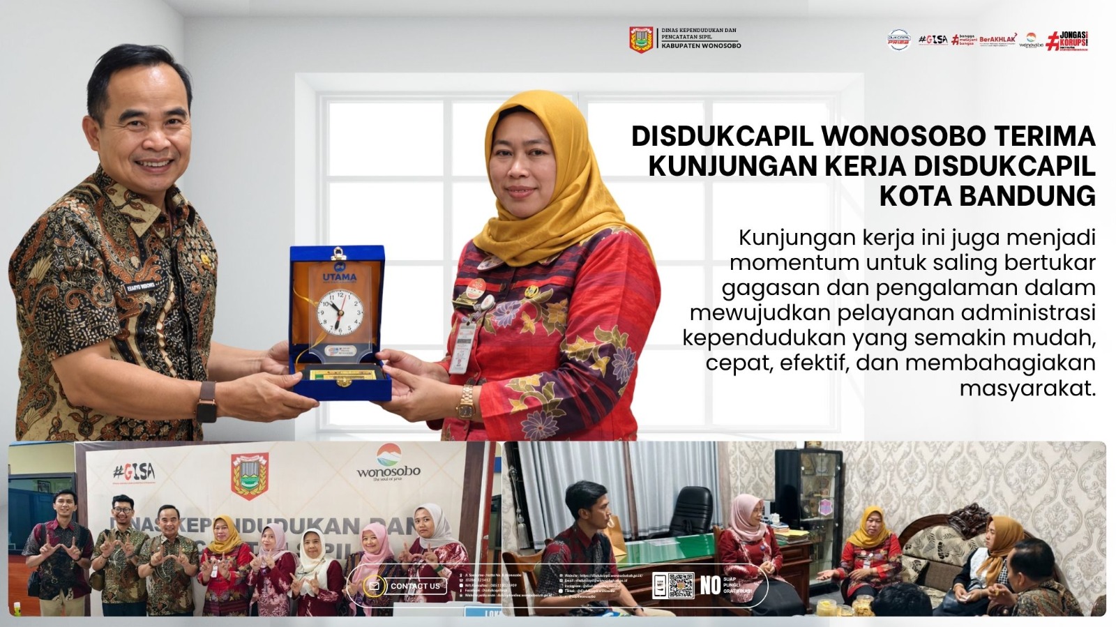 Perkuat Inovasi Adminduk, Disdukcapil Kabupaten Wonosobo Terima Kunjungan Kerja Disdukcapil Kota Bandung