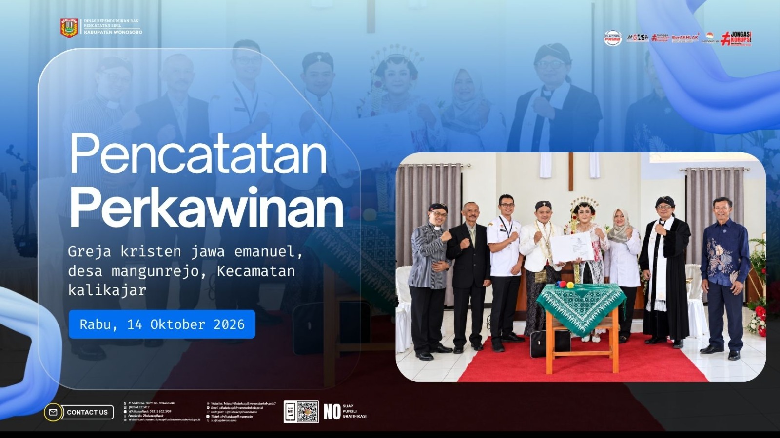 Disdukcapil Wonosobo, Layani Pencatatan Perkawinan Langsung di Gereja Kristen Jawa Emanuel Mangunrejo