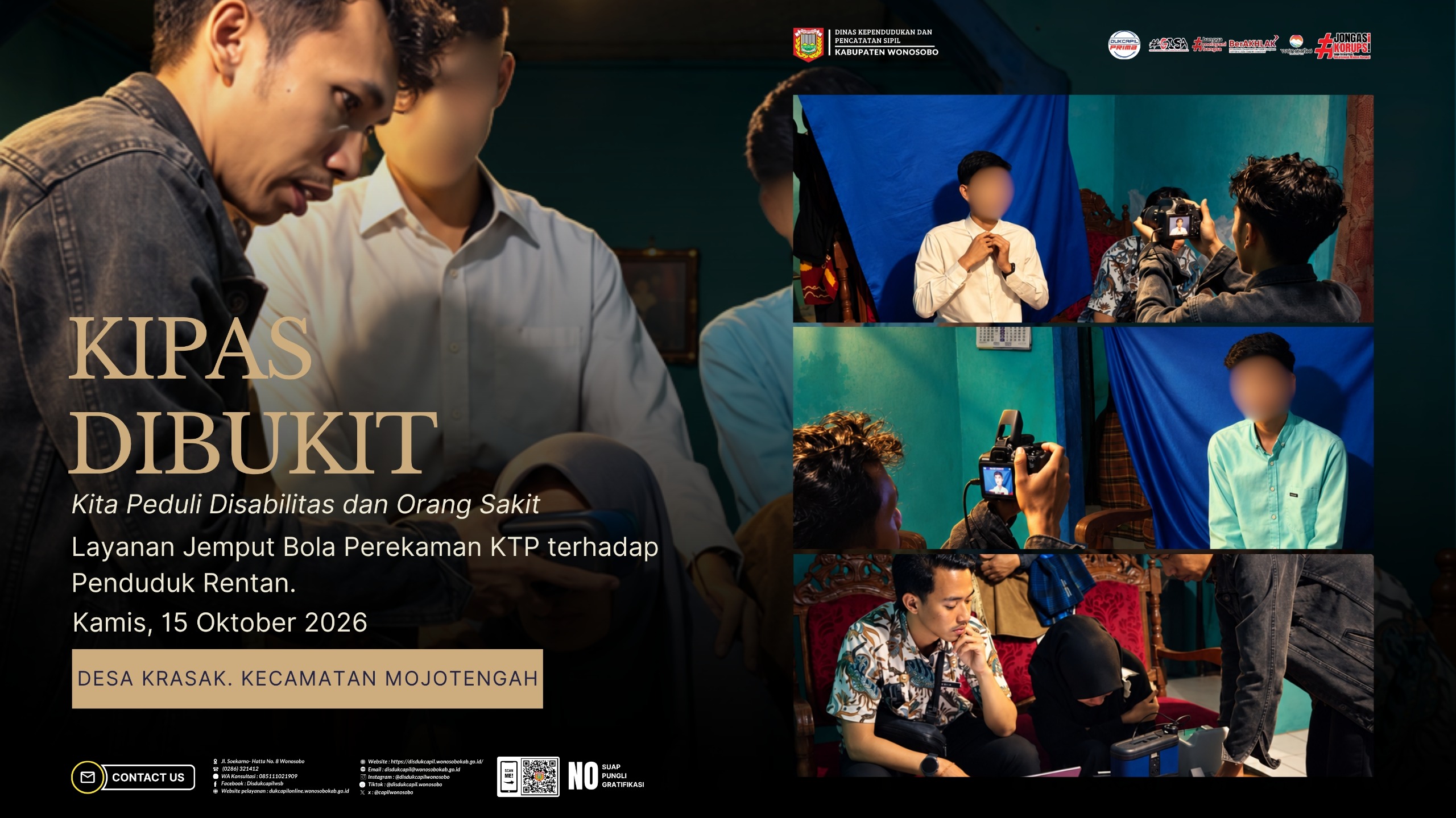 Wujudkan Pelayanan Adminduk yang Inklusif, Disdukcapil Wonosobo Hadirkan KIPAS DIBUKIT di Desa Krasak