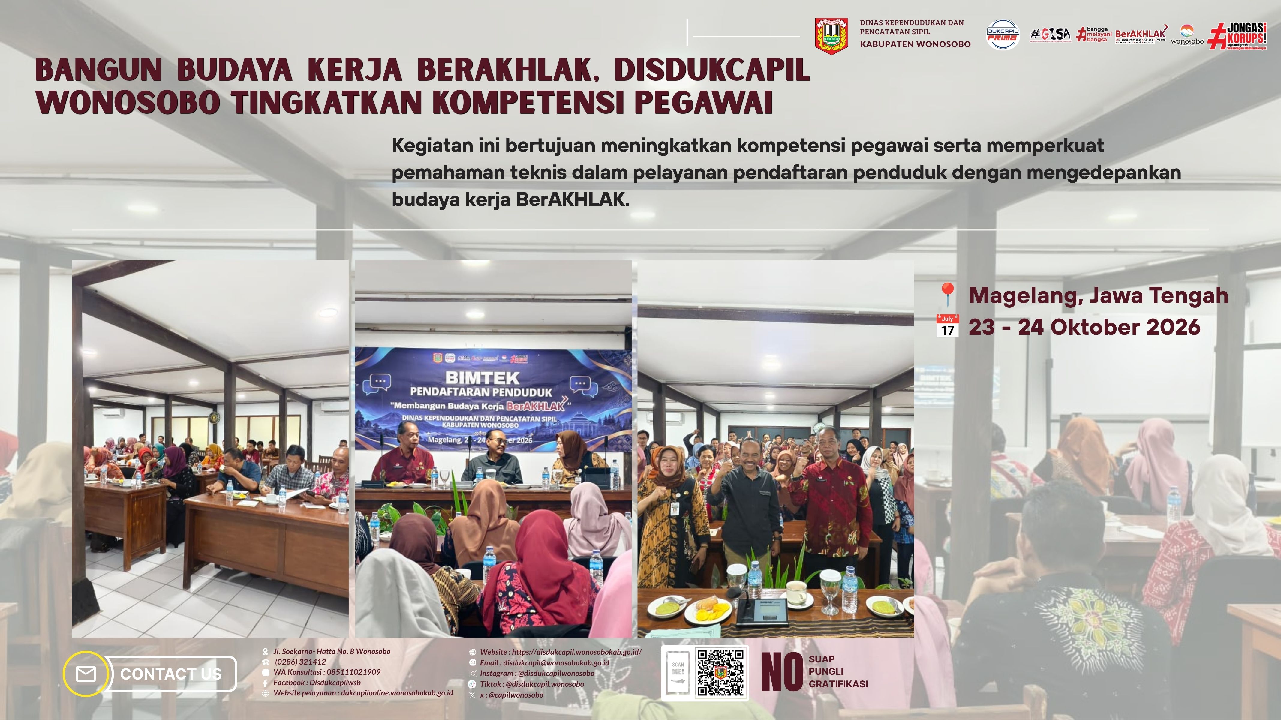 Disdukcapil Wonosobo Tingkatkan Kompetensi Pegawai Melalui Bimtek Pendaftaran Penduduk Berbasis Budaya Kerja BerAKHLAK