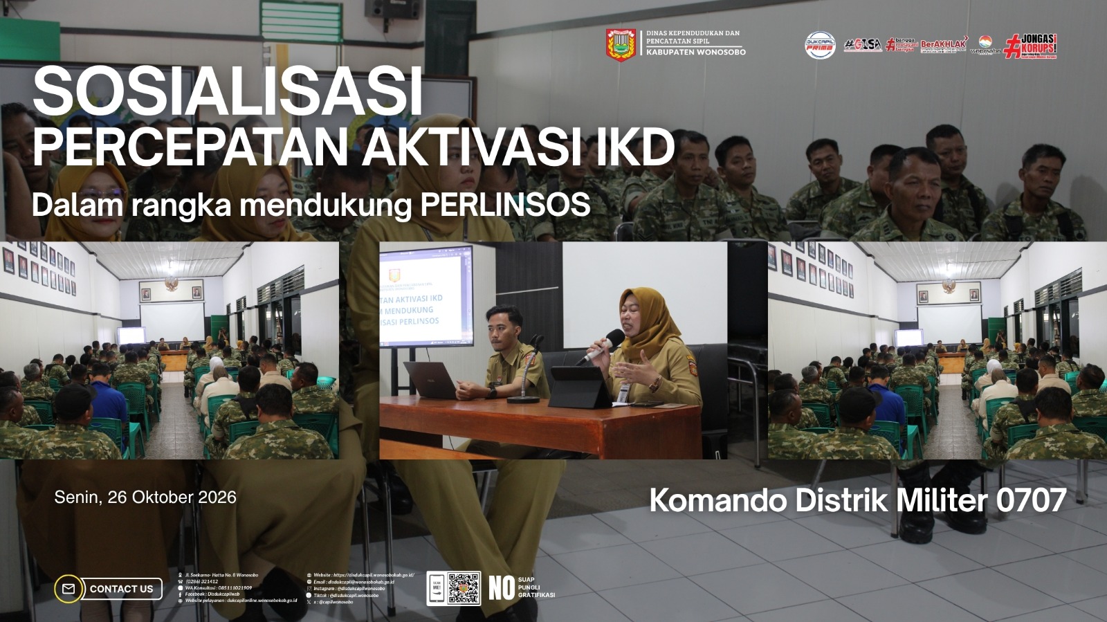 Dukung Program Perlinsos, Disdukcapil Wonosobo Gencarkan Percepatan Aktivasi IKD di Kodim 0707