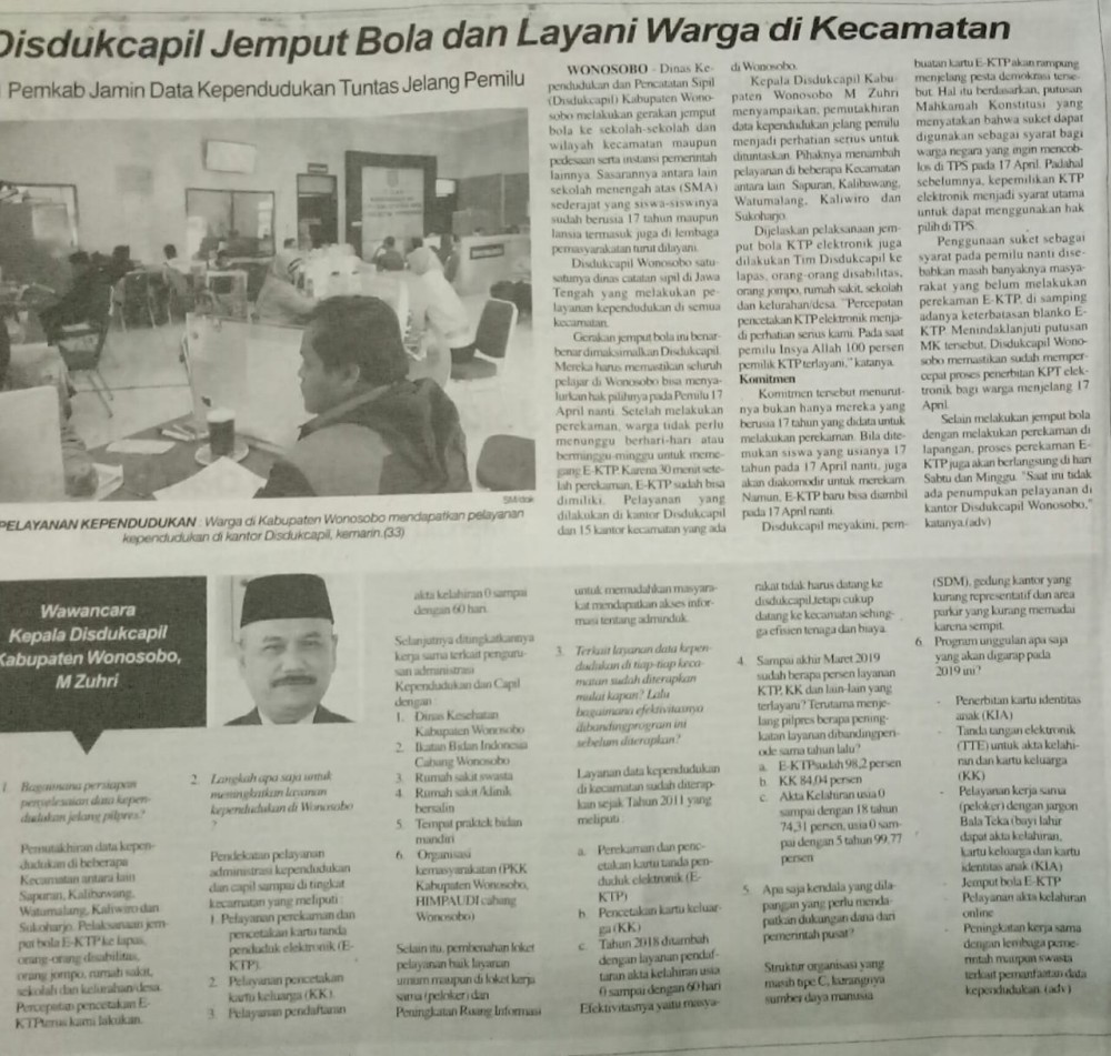 Disdukcapil Jemput Bola dan Layani Warga di Kecamatan